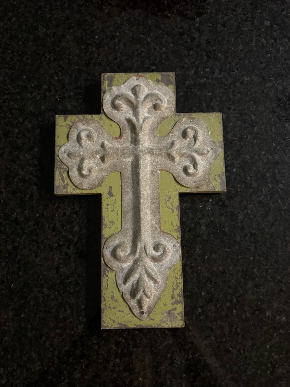 Rustic Green Decorative Wall Cross - Unbranded